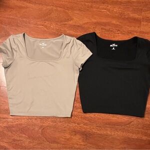 Hollister Women's Square Neck Tops - Black and Tan